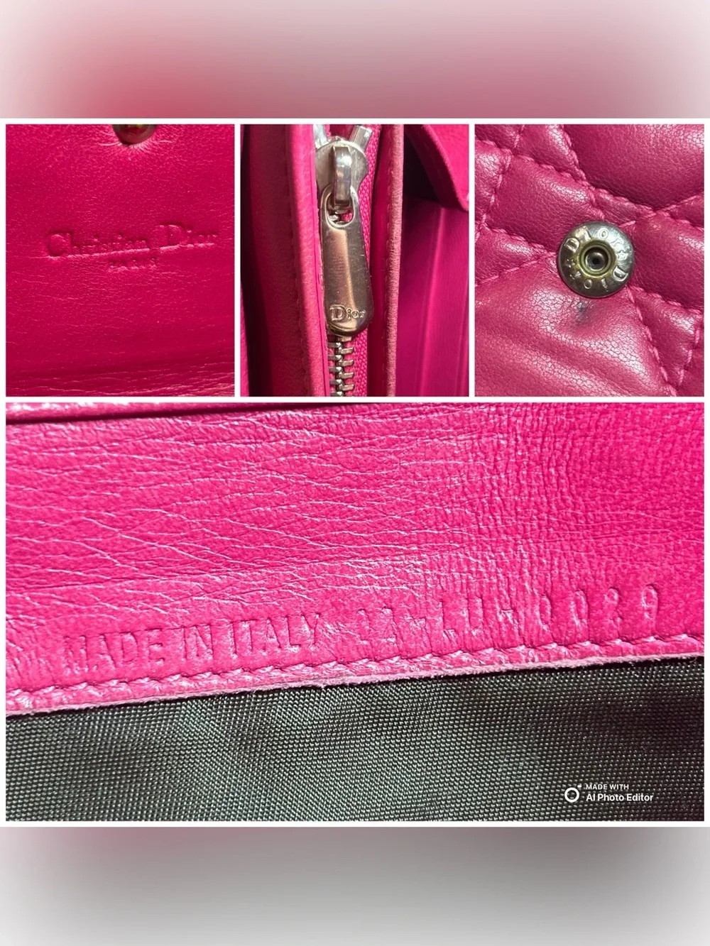 Christian Dior Lady Dior Rendez-vous Pink Lambskin Wallet on Chain WOC